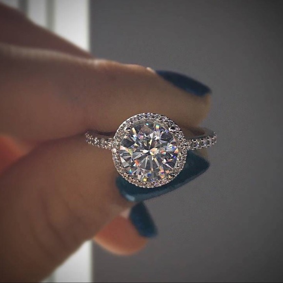 Jewelry - 14k white gold halo ring engagement wedding